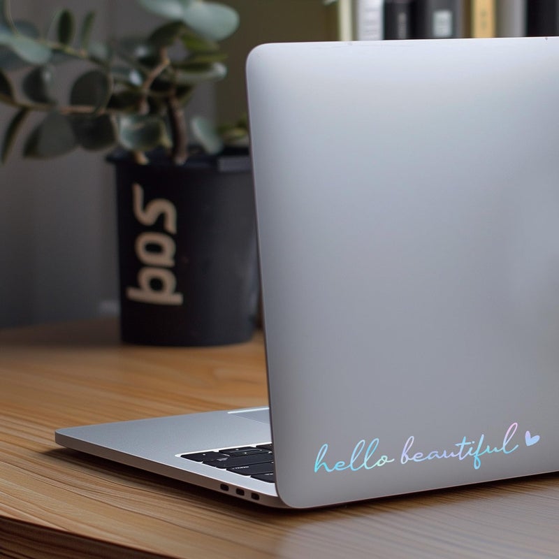 WCDHOR 2 x Hello Beautiful Rearview Mirror Decal Water Bottle Stickers Affirmation Reminder Sticker Laptop Bumper Sticker Tumbler Vinyl Sticker Car Mirror Decal (Hello Beautiful, Holographic Opal) - Image 4
